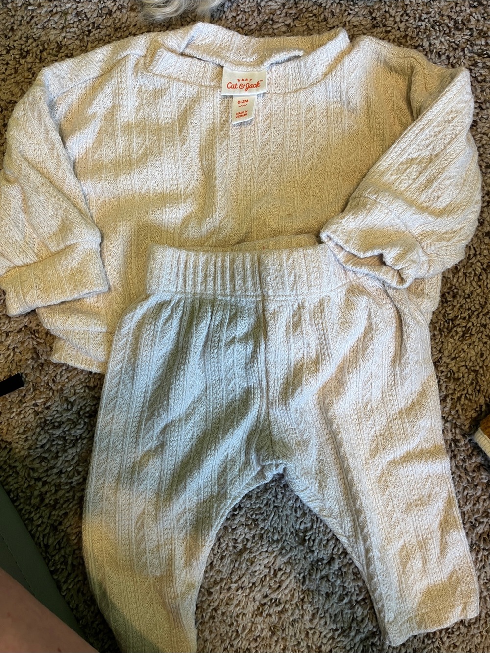 Cat & Jack Cream Textured Knit Baby Two-Piece Outfit